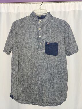 Hollister Blue Heather Short-Sleeve Polo Shirt Size S #preppy #vintage #modern